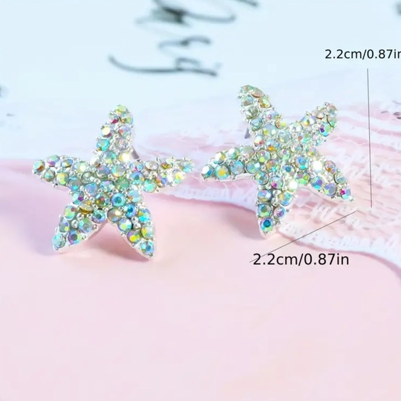 ⭐️Sparkly Colorful Confetti Sequin Starfish Earrings - Picture 2 of 16